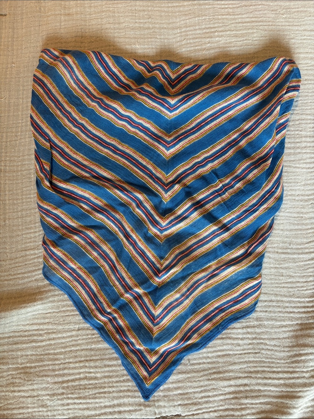 Free People Blue Multicolor Striped Knit Crop Top